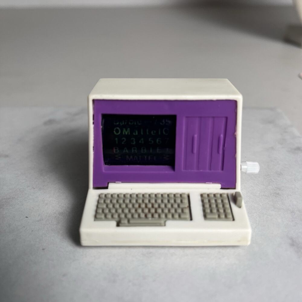 Vintage Barbie Computer Accessory 1989 Mattel Purple Screen Windup Toy WORKS - Picture 11 of 11